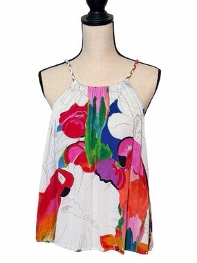 DESIGUAL Rodas Parrot Print Halter Tank Top Blouse - Multi - EU Large US Medium